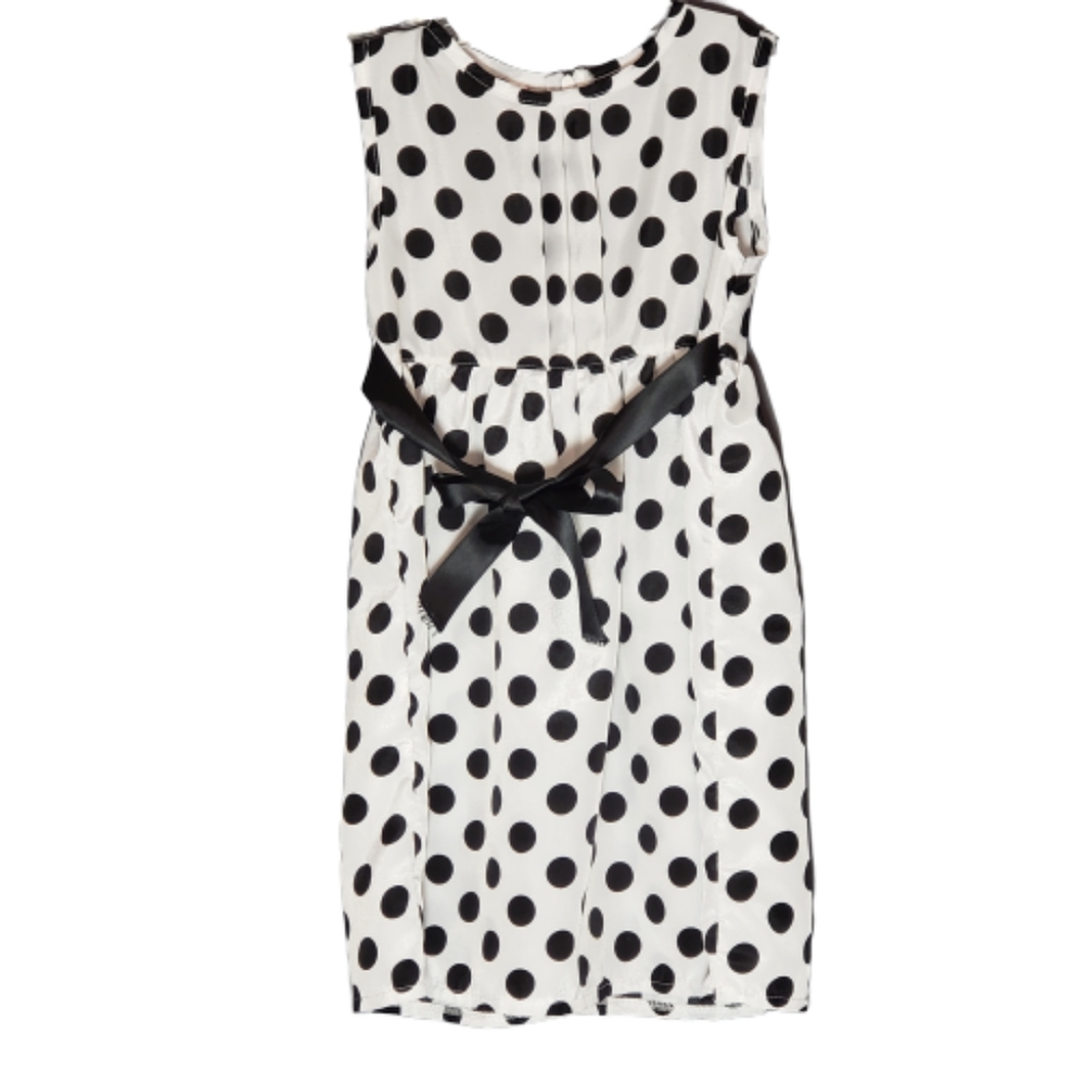 6X polkadot ribbon tie waist dress zip OVERMAL